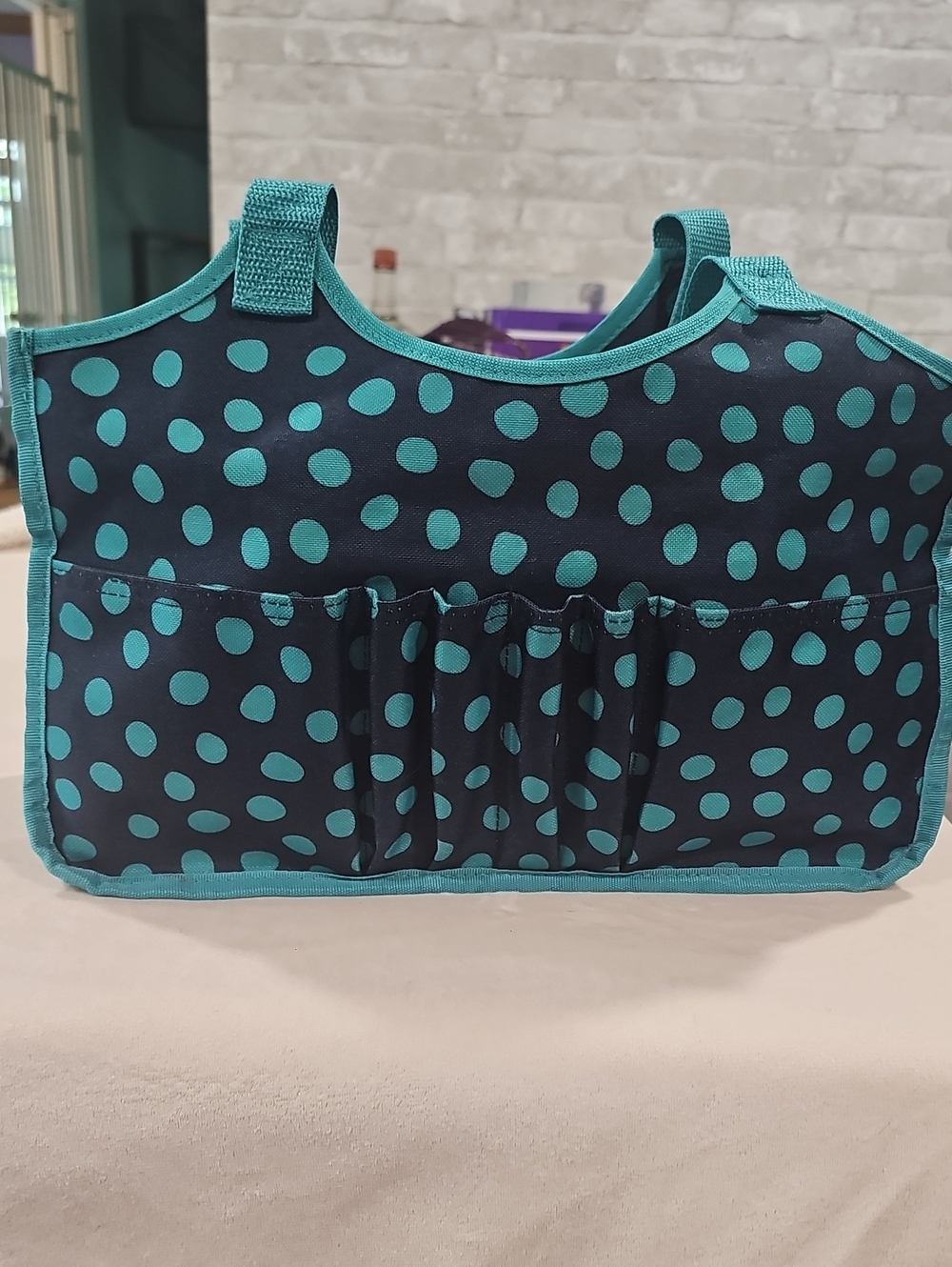thirty-one Navy and Teal Polka Dot Tote Organizer